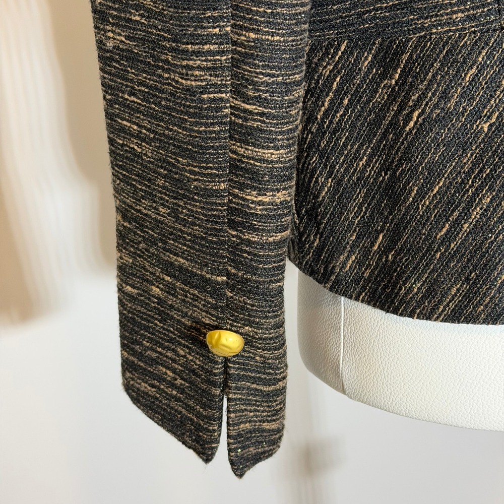 Mary Kay by Twin Hill Tweed Peplum Blazer Jacket Black/Gold Womens Petite Sz 12P - Picture 6 of 12